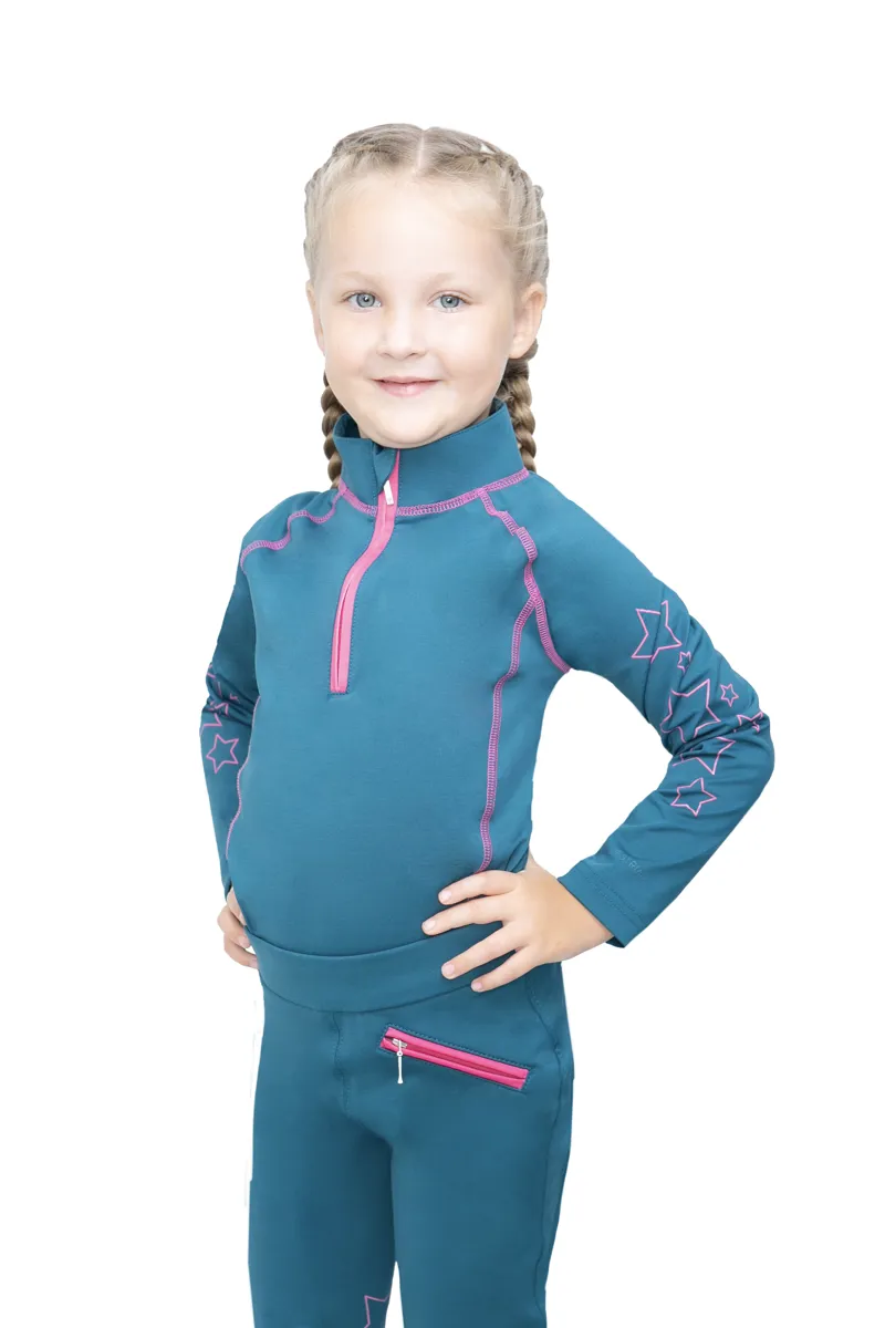 Hy Equestrian Stella Children's Base Layer - Ink Blue/Pink